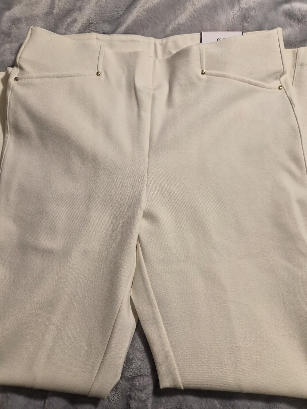 NWT Rafaella Comfort Fit Slim Leg Pants 8 Beige Cream Stretch Waistband Pull On